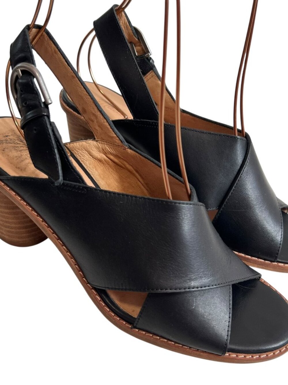 Madewell sandals The Ruthie black leather criss cross ankle strap high heel 9
